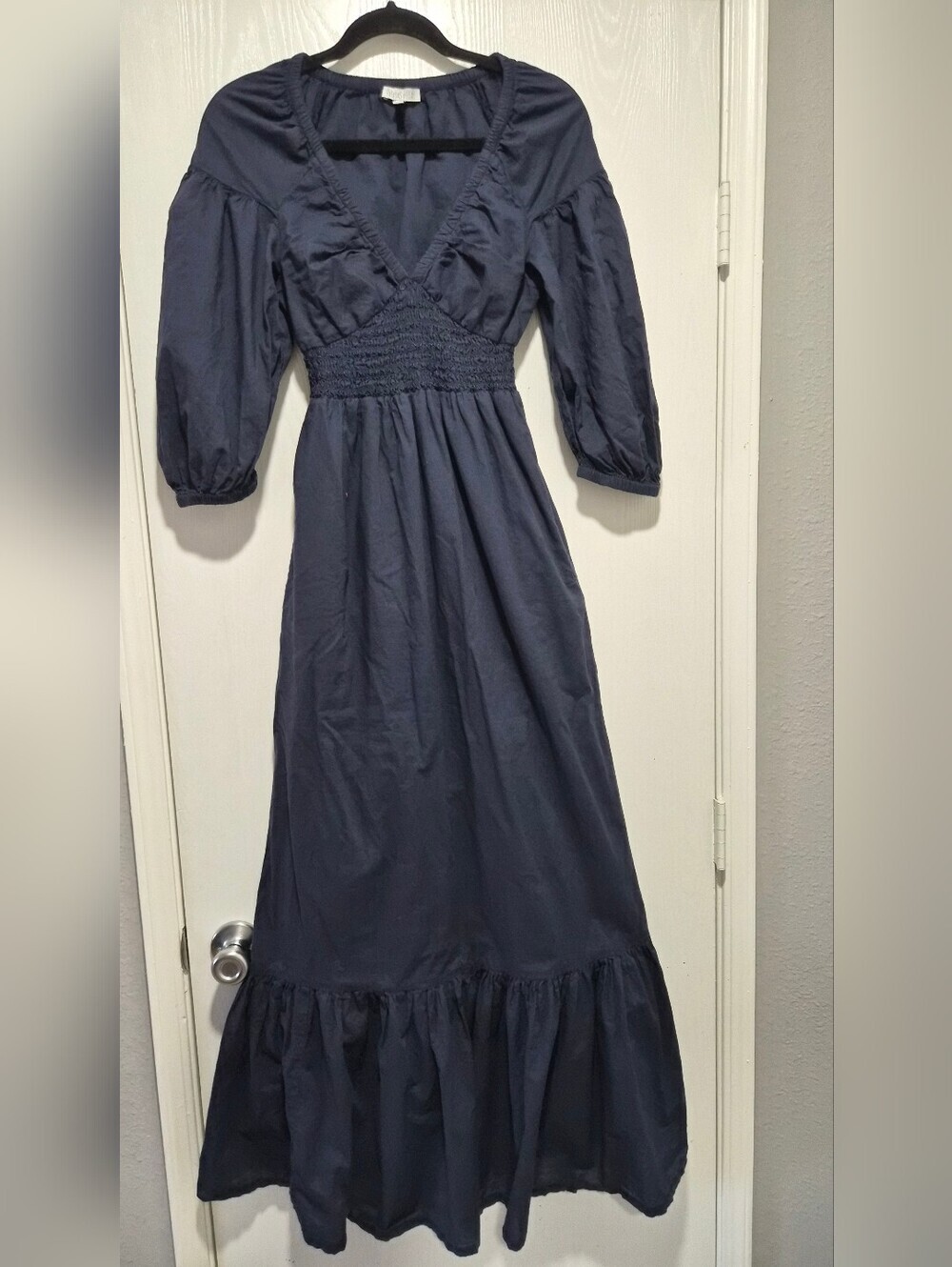 Patrons Of Peace Navy Blue Smocked Waist Maxi Dress Size XS - Picture 2 of 11